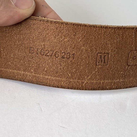 Fossil Womens Brown Gold Leather Tooled Belt Brass Floral Medallion Buckle sz M - Picture 11 of 12